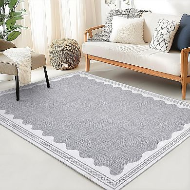 Modern Minimalist Solid Color Washable Rug for Living Room Non Slip Low Pile Soft Rug for Bedroom