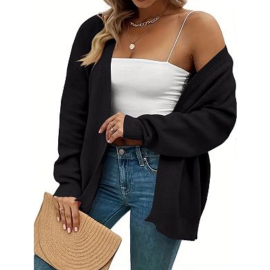 Women's Plus Size Open Front Knit Cardigan Long Sleeve Chunky Oversized Sweater