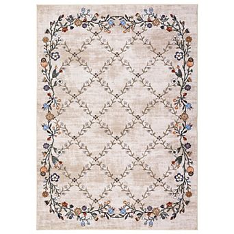 Modern Botanical Floral Area Rug for Bedroom Machine Washable Non Slip Low Pile Rug for Living Room
