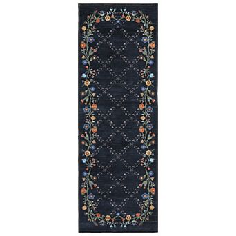 Modern Botanical Floral Area Rug for Bedroom Machine Washable Non Slip Low Pile Rug for Living Room