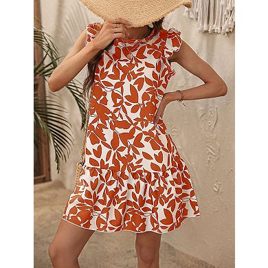 Women's Sleeveless Summer Beach Hobo Ruffle Trim Dresses Flowy Dress