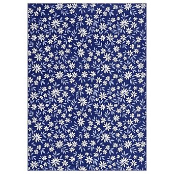 Modern Floral Print Area Rug for Living Room Washable Non Slip Low Pile Mat for Laundry Kitchen