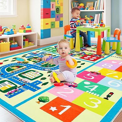 Modern Area Rug Wisdom Park Machine Washable Non Slip Non Shedding Soft Play Mat for Kid's Room