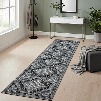 Modern Geometric Area Rug Machine Washable Non Slip Non Shedding Low Pile Rug for Kitchen Bedroom