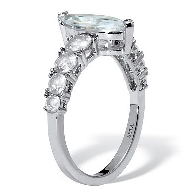 PalmBeach Jewelry 3.40 TCW Marquise-Cut Cubic Zirconia Silvertone Engagement Ring
