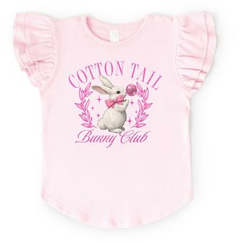 Cotton Tail Bunny Club Bubblegum - Flutter Sleeve Graphic T-Shirt