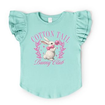Cotton Tail Bunny Club Bubblegum - Flutter Sleeve Graphic T-Shirt