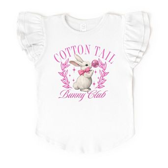 Cotton Tail Bunny Club Bubblegum - Flutter Sleeve Graphic T-Shirt