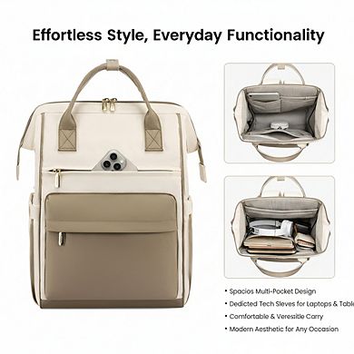 AKSZRI Women's 15.6" Laptop Backpack with USB Port - Stylish & Waterproof for Work, Travel & Day Use