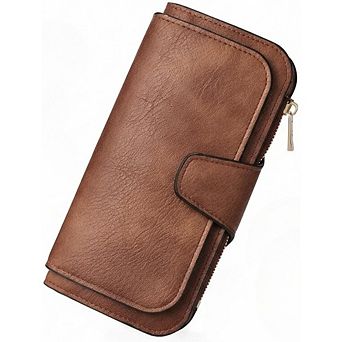 AKSZRI Wallet For Women PU Leather RFID Blocking Womens Wallet Bifold Card Holder with ID Window