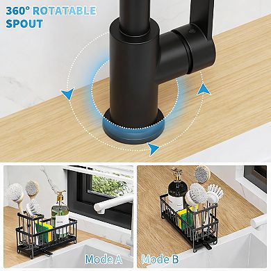 Rotatable Spout Kitchen Sink Caddy, Space-saving, Rustproof, 304 Stainless Steel