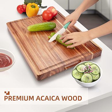 Wooden Cutting Boards for Kitchen, With Juice Groove and Side Handle