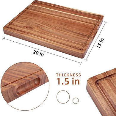Wooden Cutting Boards for Kitchen, With Juice Groove and Side Handle