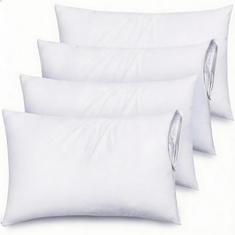 Microfiber Pillow Protectors with Zipper - Set of 4, Breathable, Machine Washable