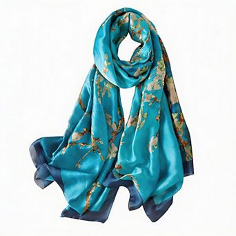 Luxury Blue Silk Feeling Scarf - Versatile Fashion Accessory