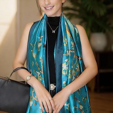 Luxury Blue Silk Feeling Scarf - Versatile Fashion Accessory
