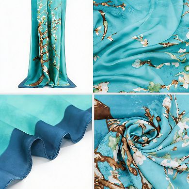 Luxury Blue Silk Feeling Scarf - Versatile Fashion Accessory