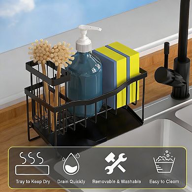 Stainless Steel Self-Draining Kitchen Sink Organizer for Space-saving