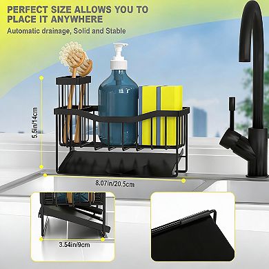Stainless Steel Self-Draining Kitchen Sink Organizer for Space-saving