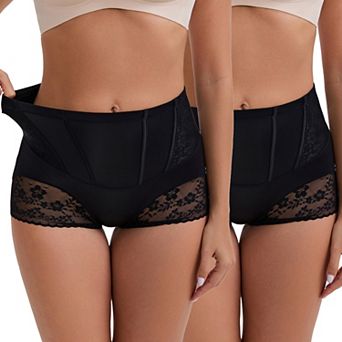 Women's High-Waisted Hip Lifting Tummy Control Underwear Lightweight Seamless Shaping Panties 2Packs