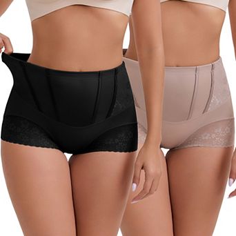 Women's High-Waisted Hip Lifting Tummy Control Underwear Lightweight Seamless Shaping Panties 2Packs