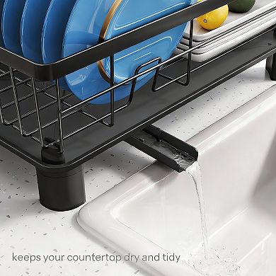 Stainless Steel Dish Rack with Drainboard and Utensil Holder for Small Spaces