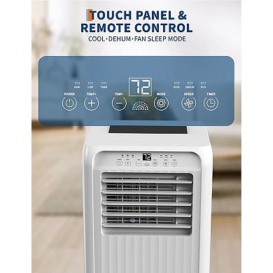 8000 BTU 3-in-1 Portable AC for Up to 350 Sq.Ft - Quiet with Remote, Timer, Fast Cool