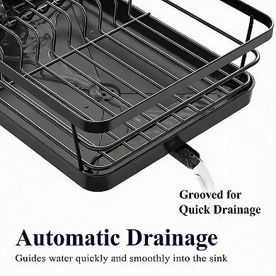 Compact Kitchen Dish Rack with Cutlery Holder for Small Spaces