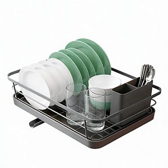 Compact Kitchen Dish Rack with Cutlery Holder for Small Spaces