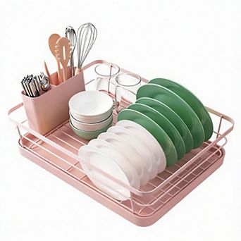 Compact Kitchen Dish Rack with Cutlery Holder for Small Spaces
