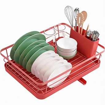 Compact Kitchen Dish Rack with Cutlery Holder for Small Spaces