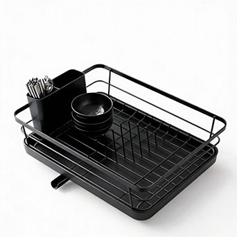 Compact Kitchen Dish Rack with Cutlery Holder for Small Spaces
