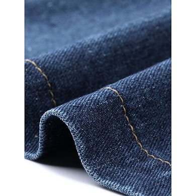 Plus Size Denim Vests Collared Neck Sleeveless Button Down Crop Jean Vest