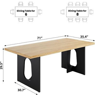 Modern Long Dining Table for People with Large Tabletop and Heavy Duty Pedestal Legs