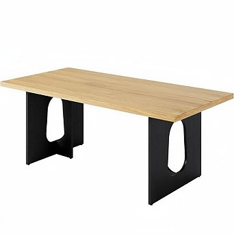 Modern Long Dining Table for People with Large Tabletop and Heavy Duty Pedestal Legs
