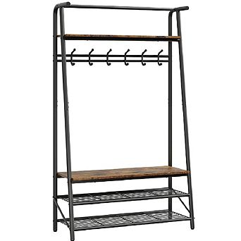 Coat Rack, Hall Tree with Shoe Bench for Entryway