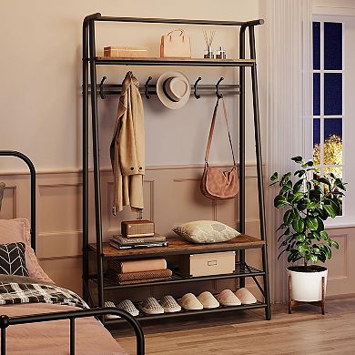Coat Rack, Hall Tree with Shoe Bench for Entryway