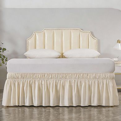 Elastic Dust Ruffled Bed Skirt, 16" Drop, Easy Install, Fade Resistant