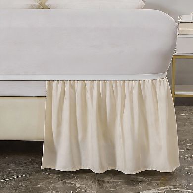 Elastic Dust Ruffled Bed Skirt, 16" Drop, Easy Install, Fade Resistant