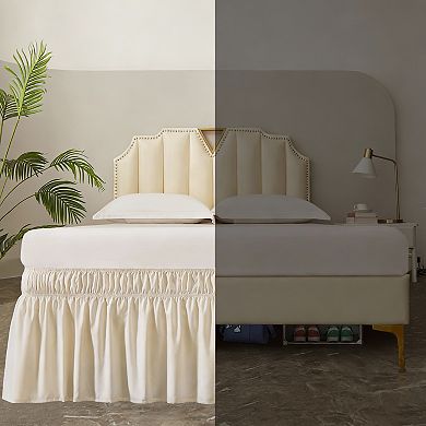 Elastic Dust Ruffled Bed Skirt, 16" Drop, Easy Install, Fade Resistant
