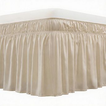 Elastic Dust Ruffled Bed Skirt, 16" Drop, Easy Install, Fade Resistant