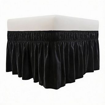 Elastic Dust Ruffled Bed Skirt, 16" Drop, Easy Install, Fade Resistant