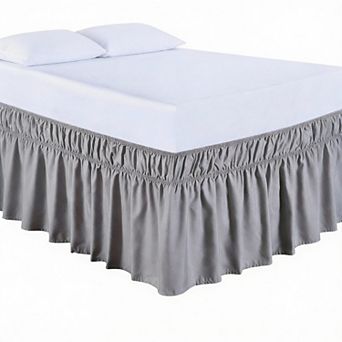 Elastic Dust Ruffled Bed Skirt, 16" Drop, Easy Install, Fade Resistant