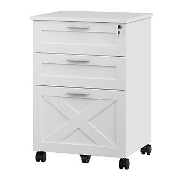 Mobile File Cabinet with Lock and Three Drawers for Home Office and Printer Stand