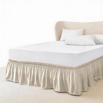 Queen Bed Skirt - Elastic Wrap, 15" Drop, Easy Fit