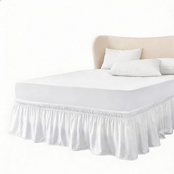Queen Bed Skirt - Elastic Wrap, 15" Drop, Easy Fit