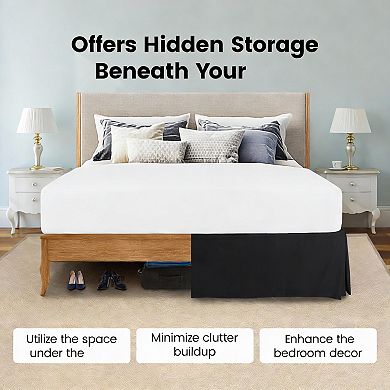 Twin Bed Skirt with 15" Drop, Soft Microfiber, Elegant Pleats, Easy Fit