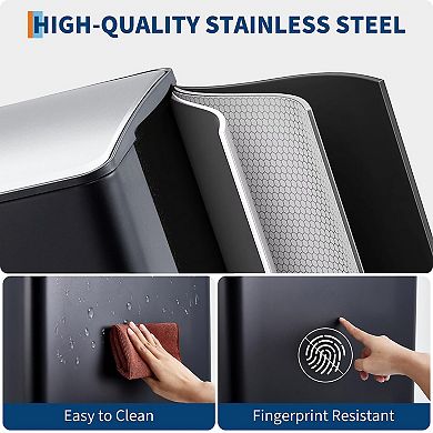 16 Gal Dual Trash Can, Stainless Steel Kitchen Garbage Can with 2 Lids and 2 Inner Buckets