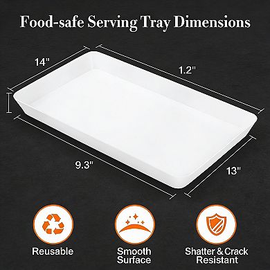 4-Piece Reusable Plastic Serving Trays for Food and Storage