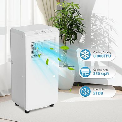 8000 BTU 3-in-1 Portable AC - Cools 350 Sq.Ft, Quiet with Remote Control & Timer